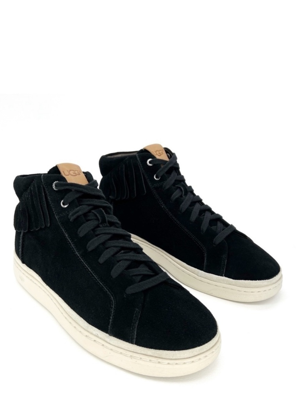 Ugg Cali Suede Fringe Hightop Sneakers Men’s Size 11.5 Black Lace-up Brecken New